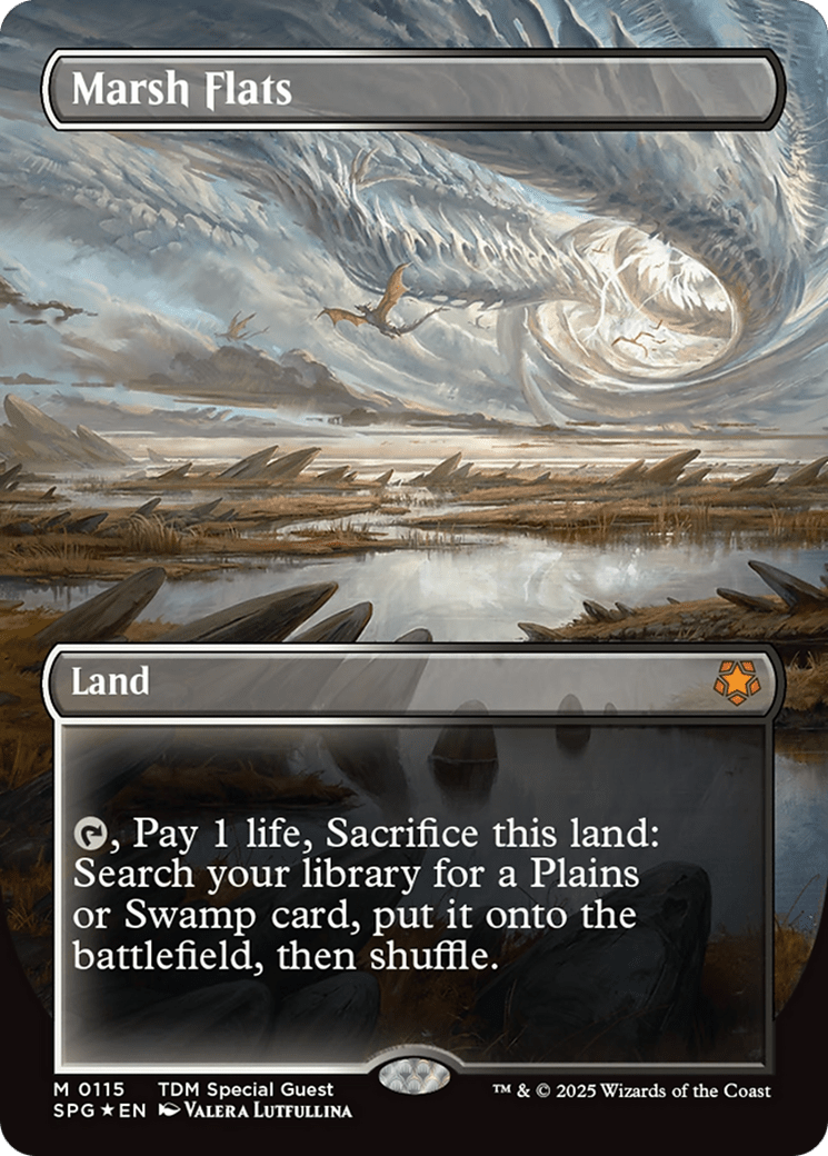 Marsh Flats (Borderless) (Dragonscale Foil) [Tarkir: Dragonstorm Special Guests] MTG Single Magic: The Gathering  | Multizone: Comics And Games
