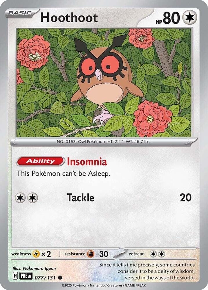 Hoothoot (077/131) [Scarlet & Violet: Prismatic Evolutions] Pokemon Single Pokémon  | Multizone: Comics And Games