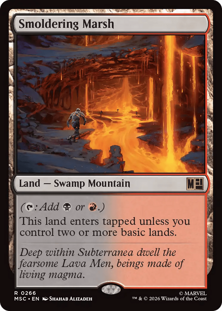 Smoldering Marsh (Surge Foil) [Marvel Super Heroes Commander] MTG Single Magic: The Gathering  | Multizone: Comics And Games