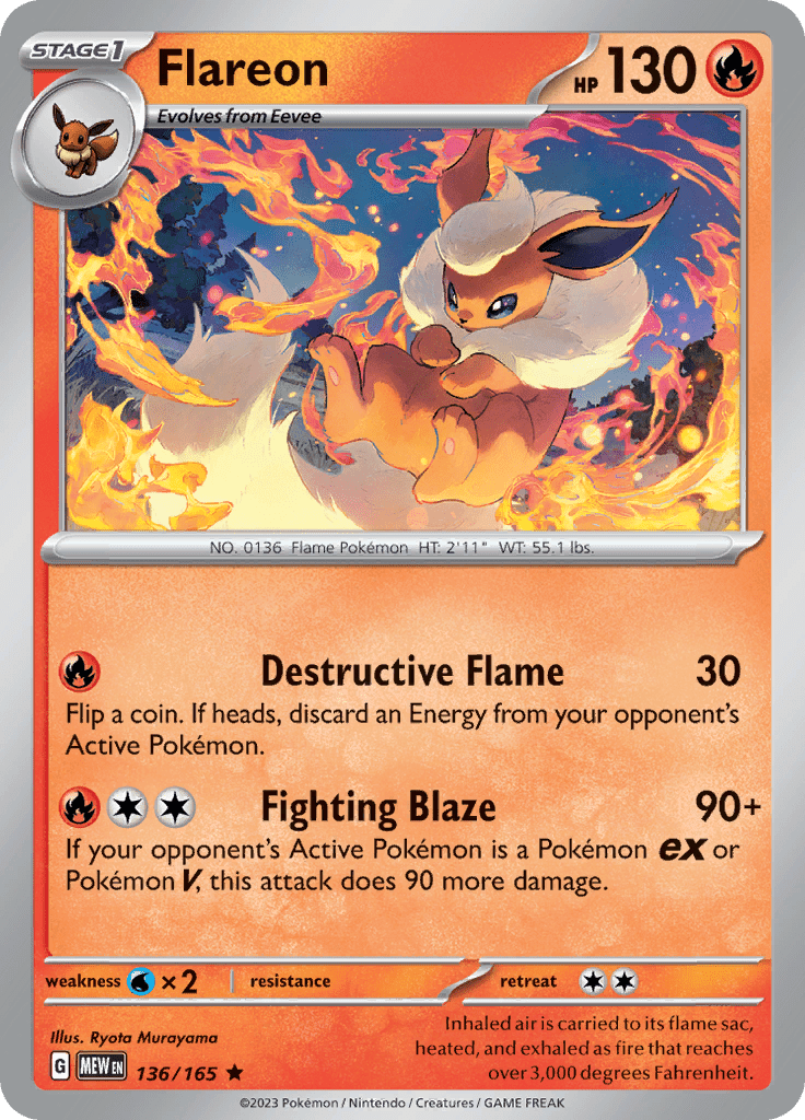 Flareon (136/165) [Scarlet & Violet 151] Pokemon Single Pokémon  | Multizone: Comics And Games
