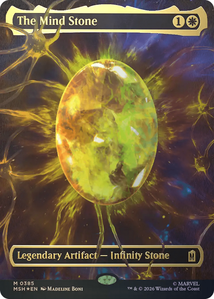 The Mind Stone (Borderless) (Cosmic Foil) [Marvel Super Heroes] MTG Single Magic: The Gathering  | Multizone: Comics And Games