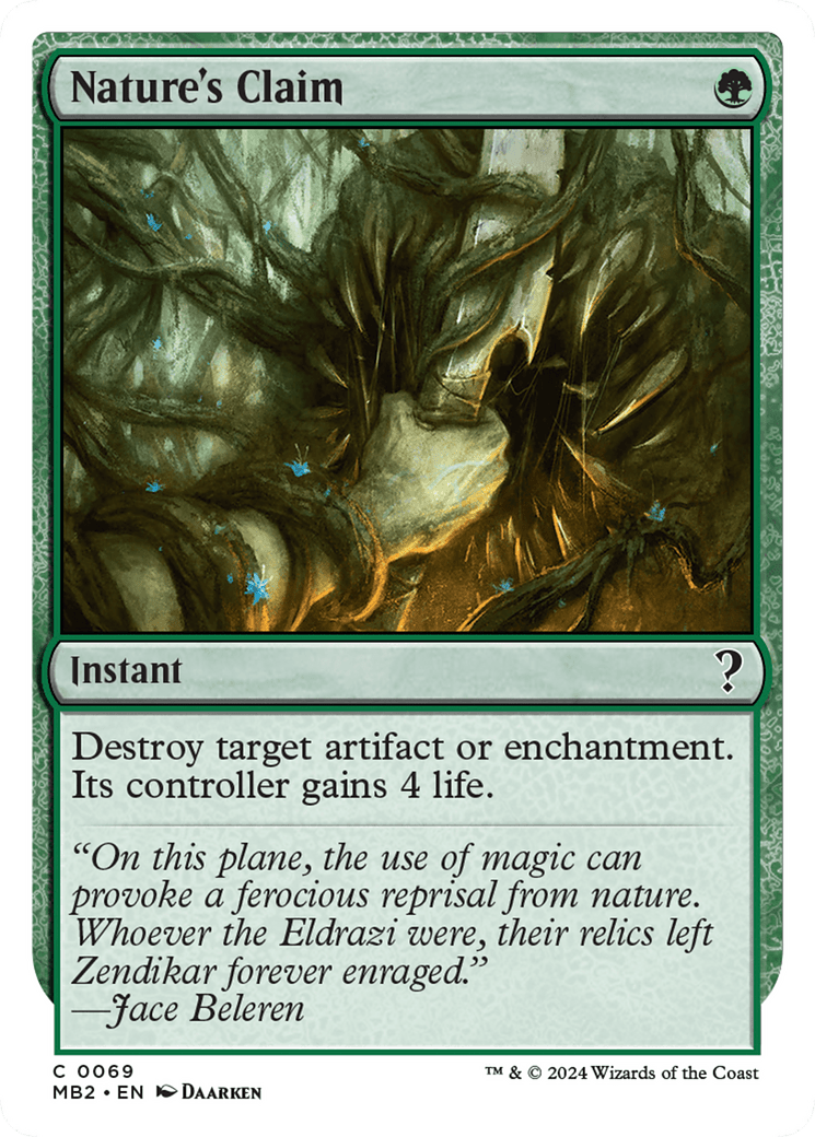 Nature's Claim (White Border) [Mystery Booster 2] MTG Single Magic: The Gathering  | Multizone: Comics And Games