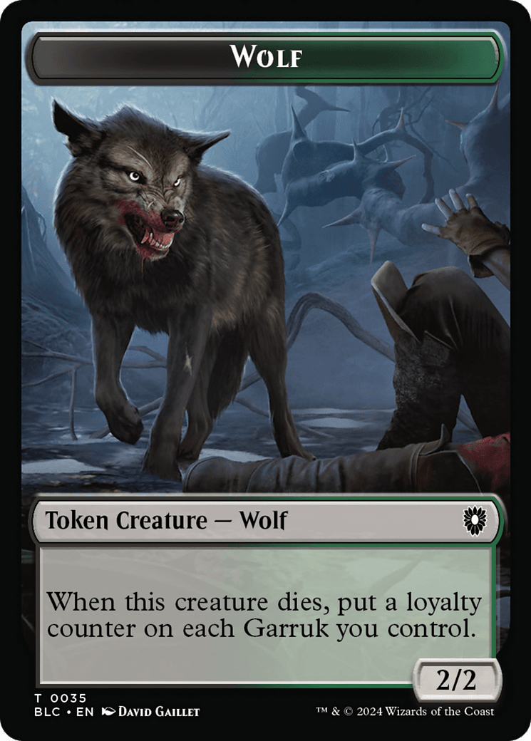 Human Soldier // Wolf (035) Double-Sided Token [Bloomburrow Commander Tokens] MTG Single Magic: The Gathering  | Multizone: Comics And Games