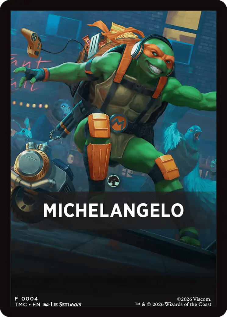 Michelangelo Theme Card [Teenage Mutant Ninja Turtles Commander Tokens] MTG Single Magic: The Gathering  | Multizone: Comics And Games