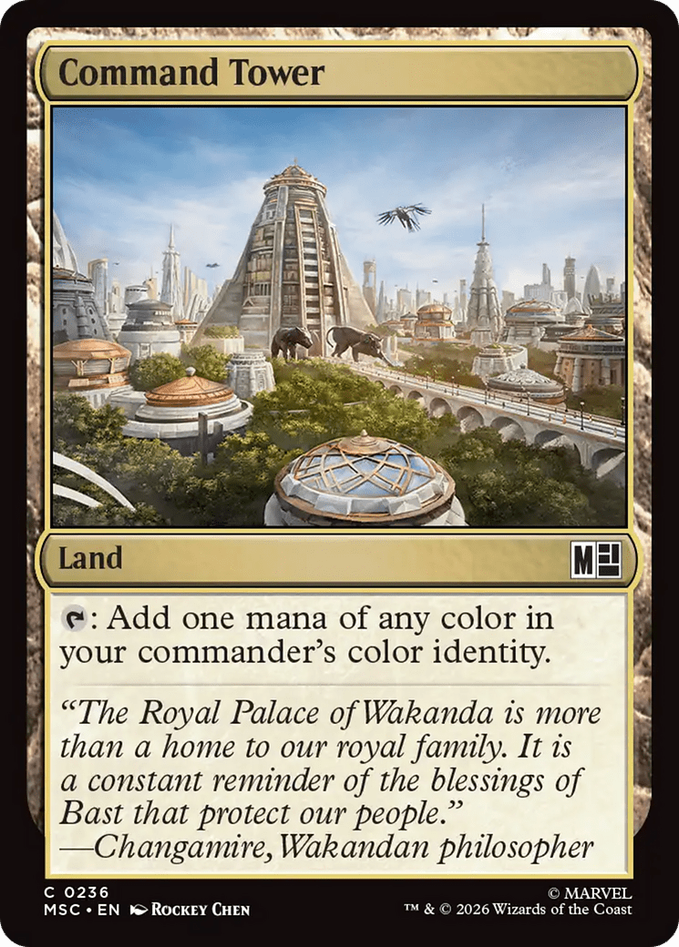 Command Tower (0236) (Surge Foil) [Marvel Super Heroes Commander] MTG Single Magic: The Gathering  | Multizone: Comics And Games