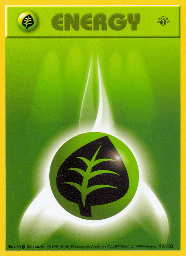 Grass Energy (99/102) (Shadowless) [Base Set 1st Edition] Pokemon Single Pokémon  | Multizone: Comics And Games
