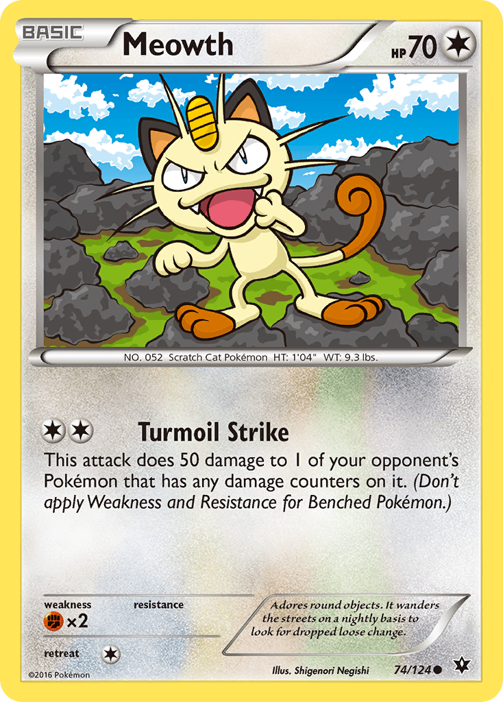 Meowth (74/124) [XY: Fates Collide] Pokemon Single Pokémon  | Multizone: Comics And Games
