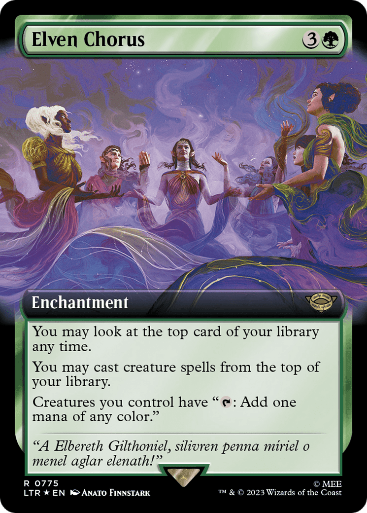 Elven Chorus (Extended Art) (Surge Foil) [The Lord of the Rings: Tales of Middle-Earth] MTG Single Magic: The Gathering  | Multizone: Comics And Games