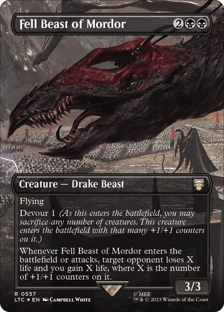 Fell Beast of Mordor (Borderless) (Surge Foil) [The Lord of the Rings: Tales of Middle-Earth Commander] MTG Single Magic: The Gathering  | Multizone: Comics And Games