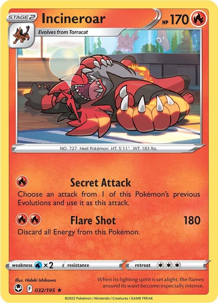 Incineroar (032/195) [Sword & Shield: Silver Tempest] Pokemon Single Pokémon  | Multizone: Comics And Games