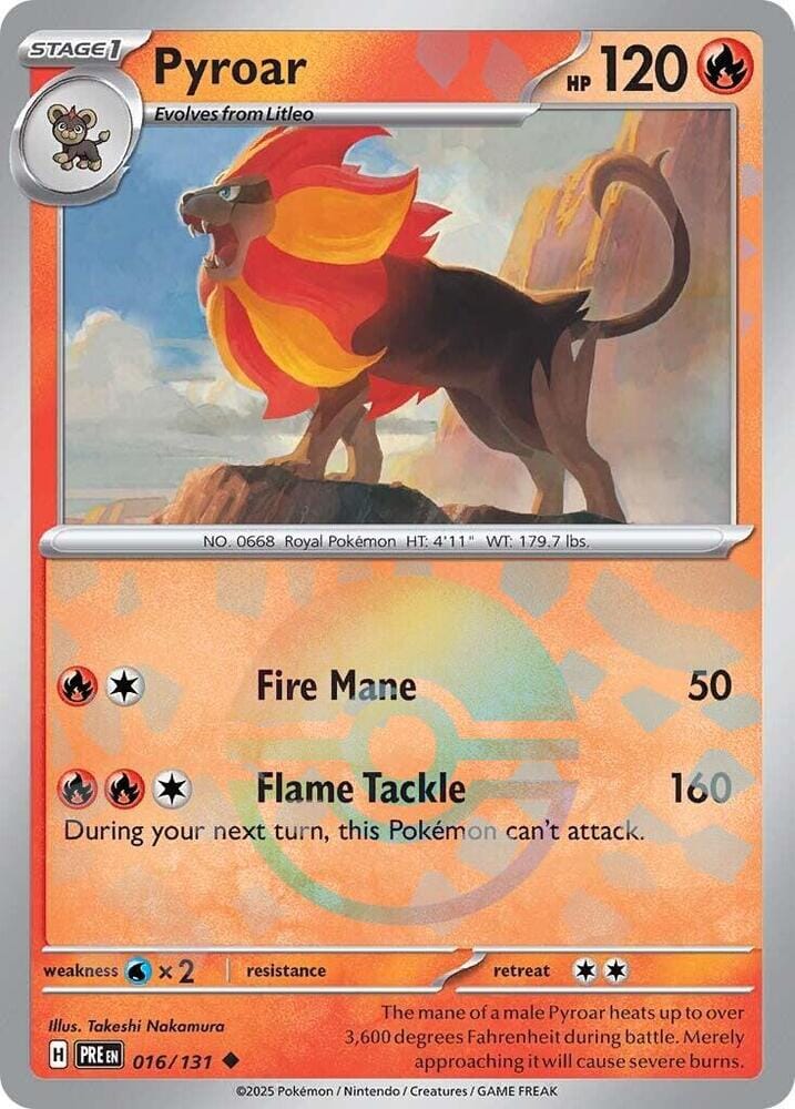 Pyroar (016/131) (Poke Ball Pattern) [Scarlet & Violet: Prismatic Evolutions] Pokemon Single Pokémon  | Multizone: Comics And Games