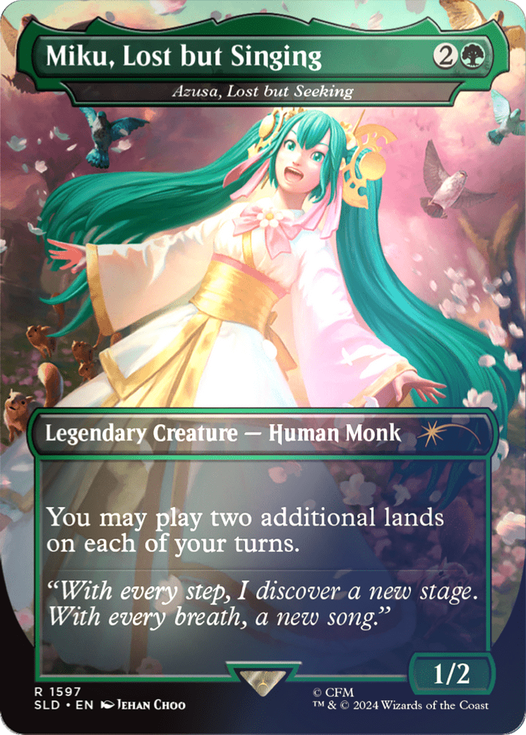 Miku, Lost but Singing - Azusa, Lost but Seeking (Rainbow Foil) [Secret Lair Drop Series] MTG Single Magic: The Gathering  | Multizone: Comics And Games