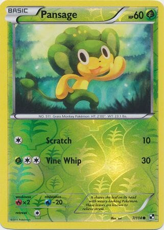 Pansage (7/114) (Energy Holo) [Black & White: Base Set] Pokemon Single Pokémon  | Multizone: Comics And Games