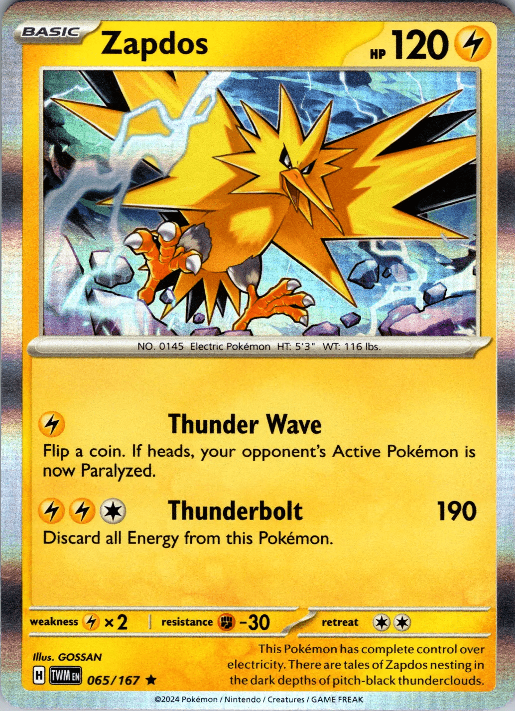 Zapdos (065/167) [Scarlet & Violet: Twilight Masquerade] Pokemon Single Pokémon  | Multizone: Comics And Games