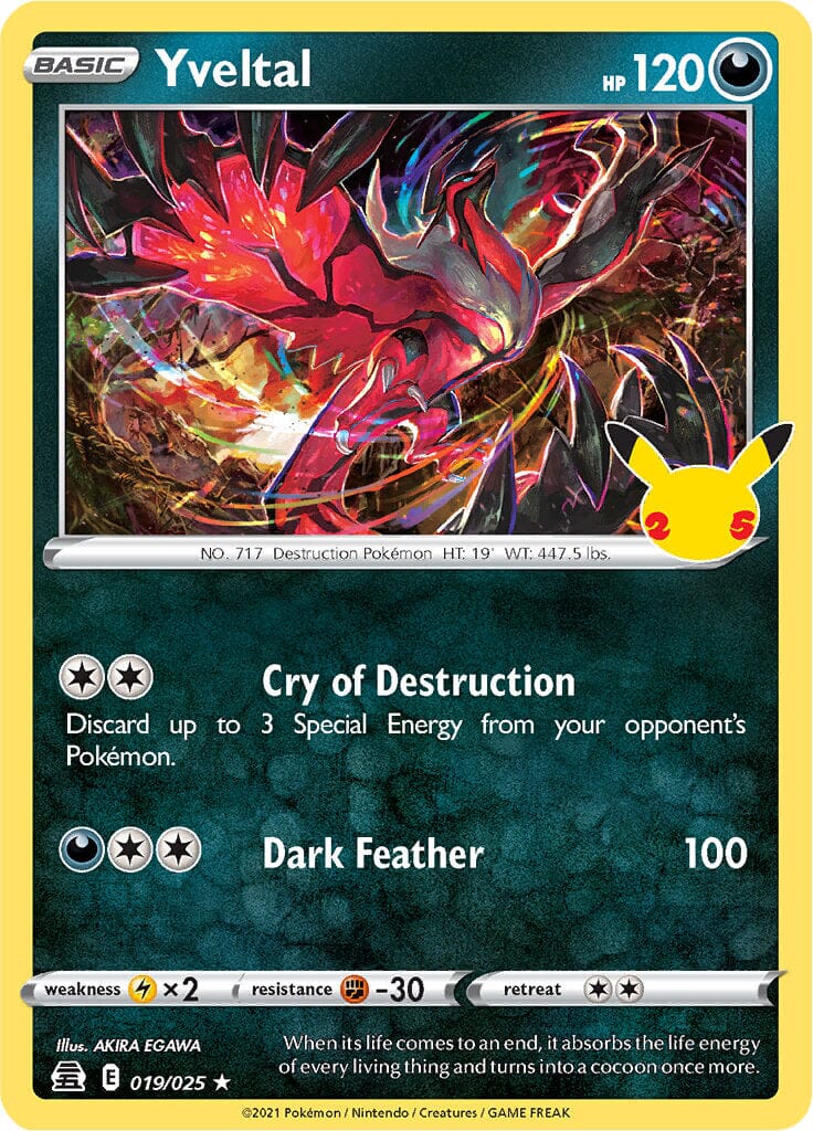 Yveltal (019/025) [Celebrations: 25th Anniversary] Pokemon Single Pokémon  | Multizone: Comics And Games