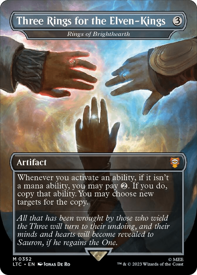 Three Rings for the Elven-Kings - Rings of Brighthearth (Borderless) [The Lord of the Rings: Tales of Middle-Earth Commander] MTG Single Magic: The Gathering  | Multizone: Comics And Games