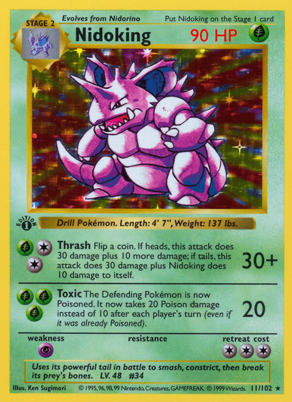 Nidoking (11/102) (Shadowless) [Base Set 1st Edition] Pokemon Single Pokémon  | Multizone: Comics And Games