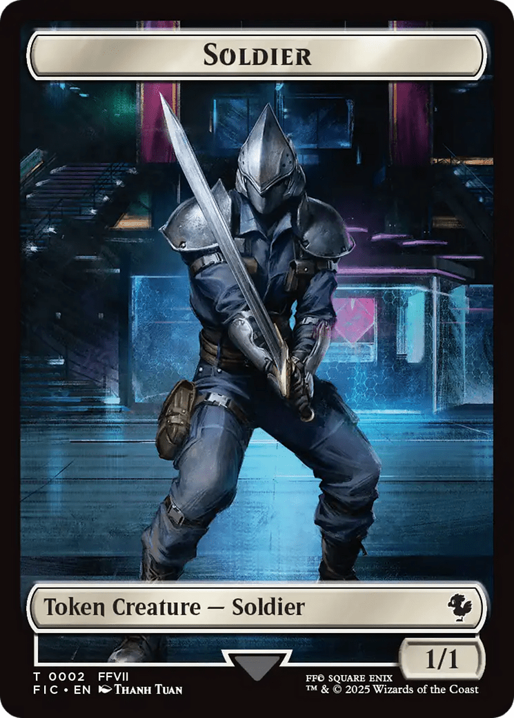 Soldier // Rebel Double-Sided Token (Surge Foil) [FINAL FANTASY Commander Tokens] MTG Single Magic: The Gathering  | Multizone: Comics And Games