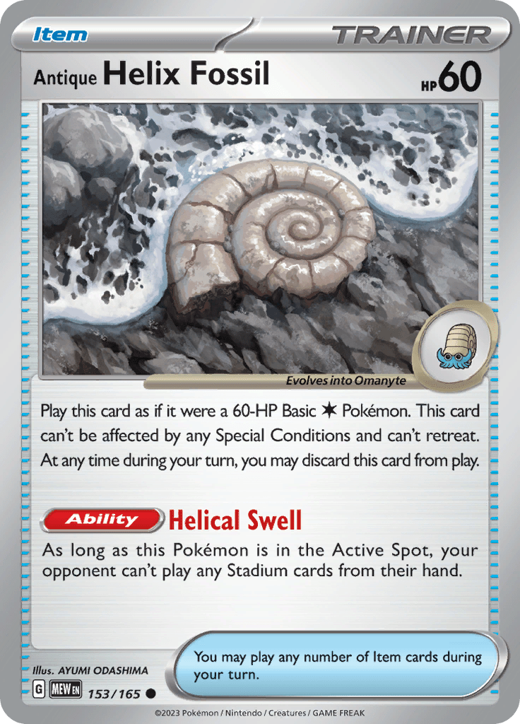 Antique Helix Fossil (153/165) [Scarlet & Violet 151] Pokemon Single Pokémon  | Multizone: Comics And Games