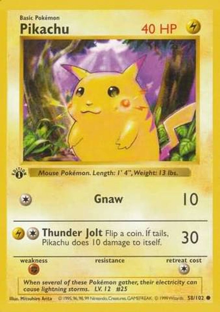 Pikachu (58/102) (Red Cheeks Misprint) [Base Set 1st Edition] Pokemon Single Pokémon  | Multizone: Comics And Games