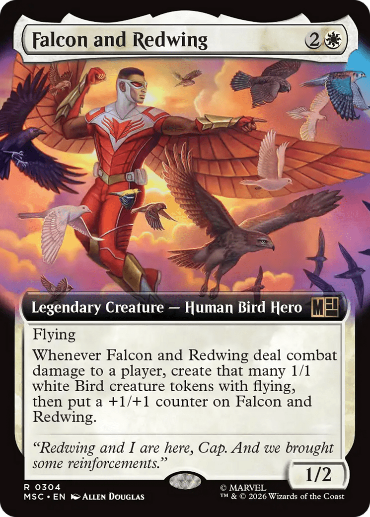 Falcon and Redwing (Extended Art) [Marvel Super Heroes Commander] MTG Single Magic: The Gathering  | Multizone: Comics And Games