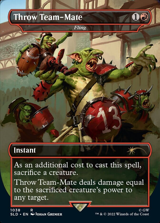 Throw Team-Mate - Fling (Borderless) [Secret Lair Drop Series] MTG Single Magic: The Gathering  | Multizone: Comics And Games