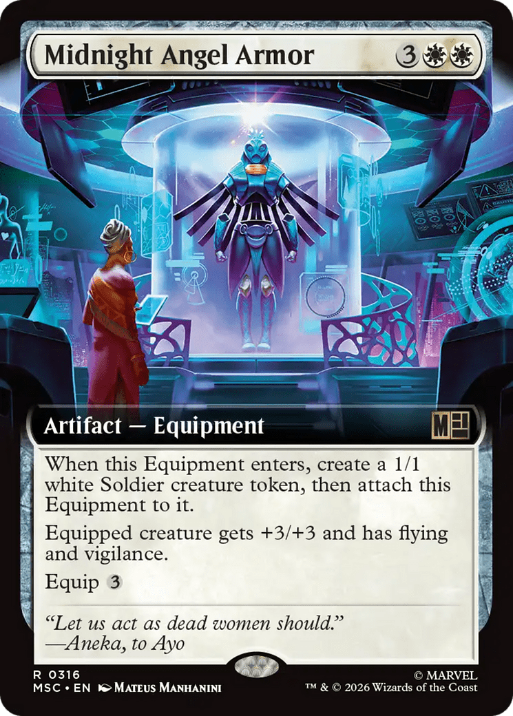Midnight Angel Armor (Extended Art) [Marvel Super Heroes Commander] MTG Single Magic: The Gathering  | Multizone: Comics And Games