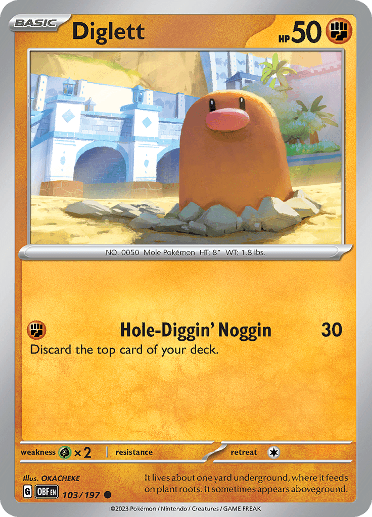 Diglett (103/197) [Scarlet & Violet: Obsidian Flames] Pokemon Single Pokémon  | Multizone: Comics And Games