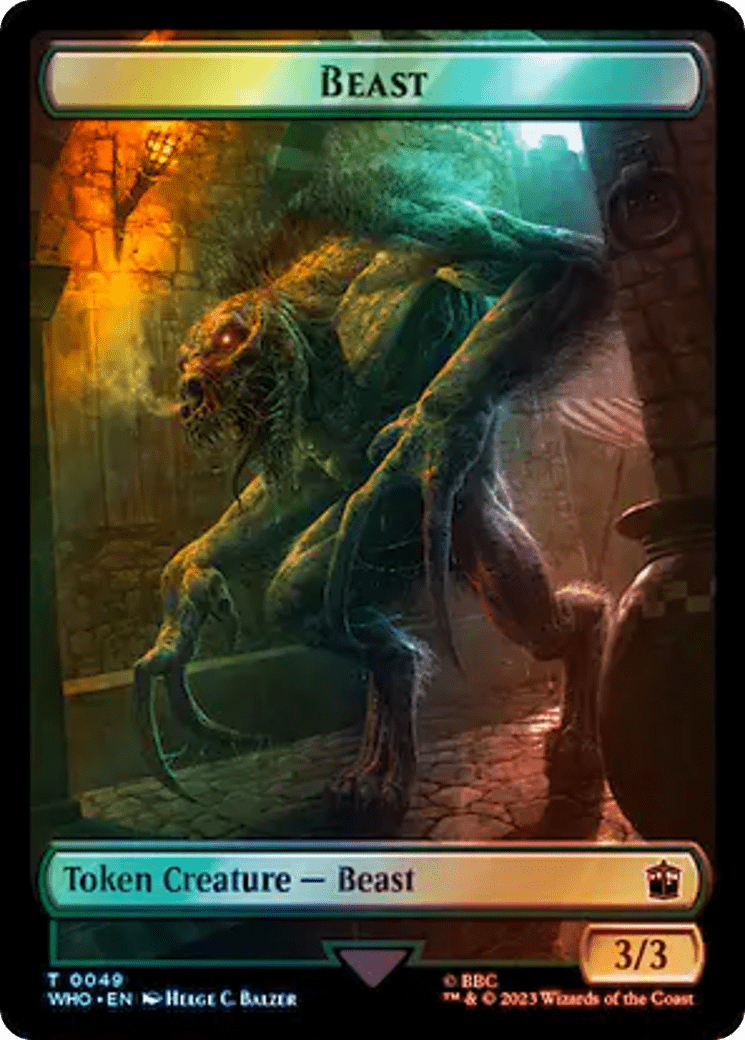 Warrior // Beast (0049) Double-Sided Token (Surge Foil) [Doctor Who Tokens] MTG Single Magic: The Gathering  | Multizone: Comics And Games