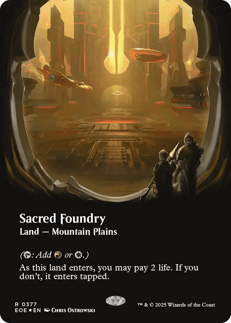 Sacred Foundry (Borderless) (Galaxy Foil) [Edge of Eternities] MTG Single Magic: The Gathering  | Multizone: Comics And Games