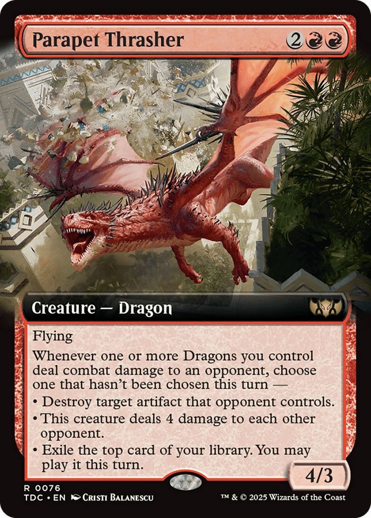 Parapet Thrasher (Extended Art) [Tarkir: Dragonstorm Commander] MTG Single Magic: The Gathering  | Multizone: Comics And Games