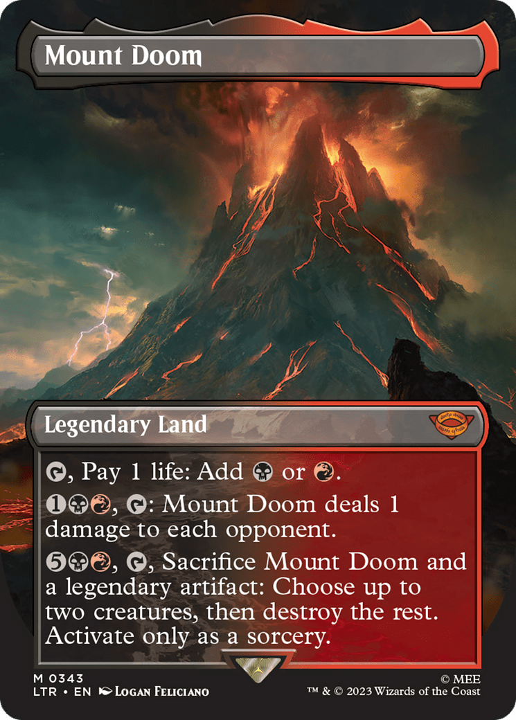 Mount Doom (Borderless Alternate Art) [The Lord of the Rings: Tales of Middle-Earth] MTG Single Magic: The Gathering  | Multizone: Comics And Games