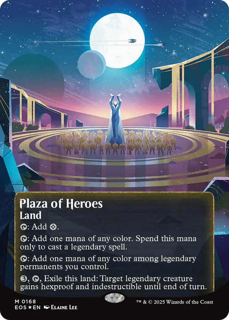 Plaza of Heroes (0168) (Borderless) (Galaxy Foil) [Edge of Eternities: Stellar Sights] MTG Single Magic: The Gathering  | Multizone: Comics And Games