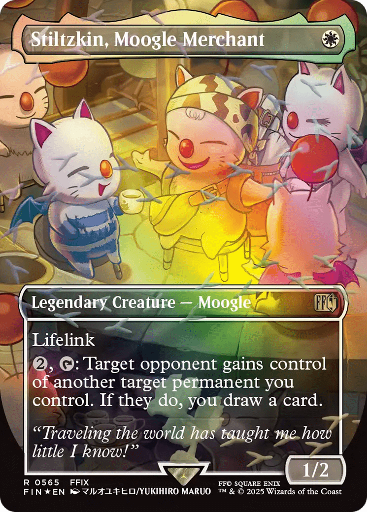 Stiltzkin, Moogle Merchant (Borderless) (Chocobo Track Foil) [FINAL FANTASY] MTG Single Magic: The Gathering  | Multizone: Comics And Games