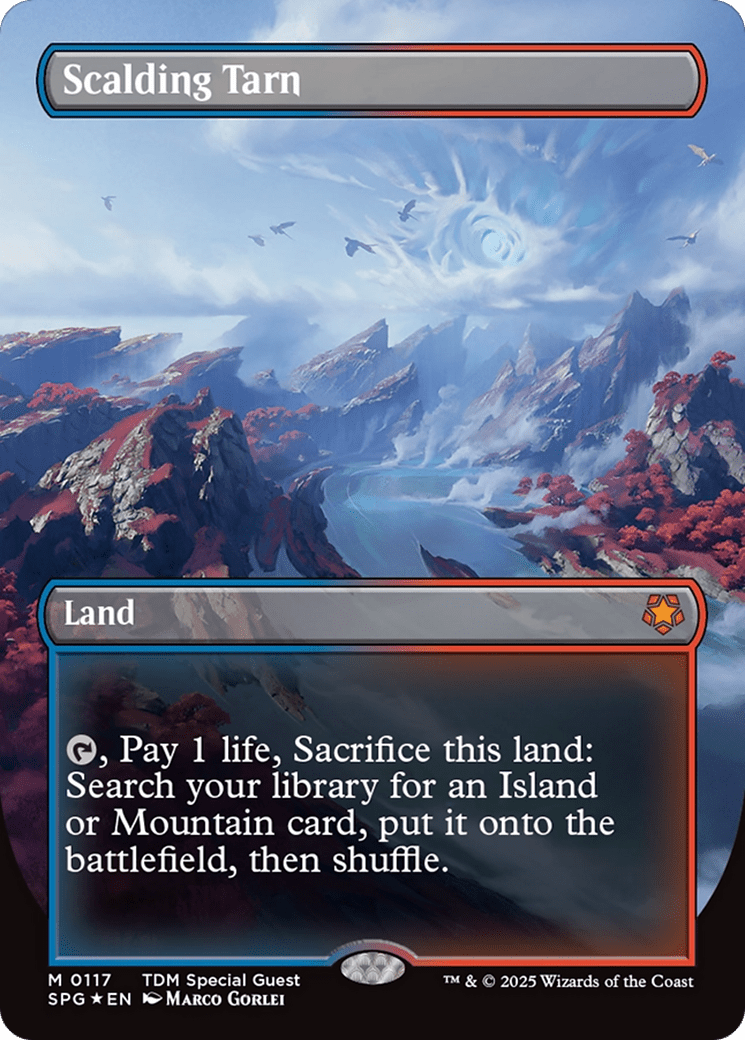 Scalding Tarn (Borderless) (Dragonscale Foil) [Tarkir: Dragonstorm Special Guests] MTG Single Magic: The Gathering  | Multizone: Comics And Games