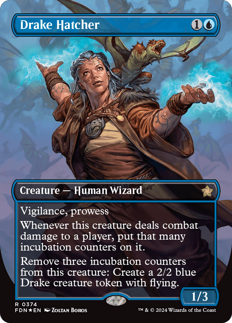 Drake Hatcher (Borderless) (Mana Foil) [Foundations] MTG Single Magic: The Gathering  | Multizone: Comics And Games