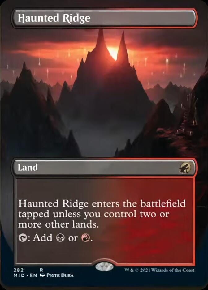 Haunted Ridge (Borderless Alternate Art) [Innistrad: Midnight Hunt] MTG Single Magic: The Gathering  | Multizone: Comics And Games