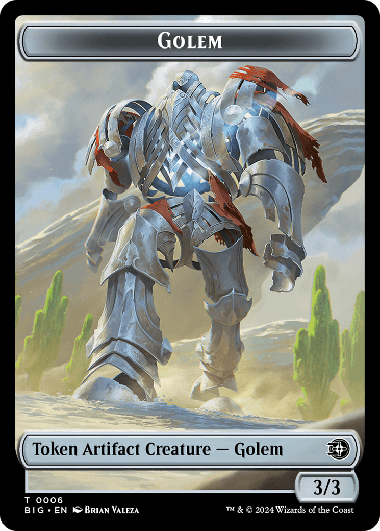 Treasure // Golem Double-Sided Token [Outlaws of Thunder Junction Tokens] MTG Single Magic: The Gathering  | Multizone: Comics And Games