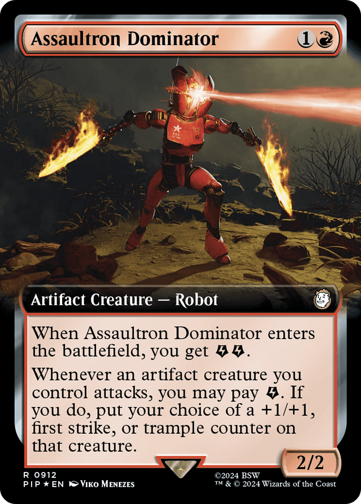 Assaultron Dominator (Extended Art) (Surge Foil) [Fallout] MTG Single Magic: The Gathering  | Multizone: Comics And Games