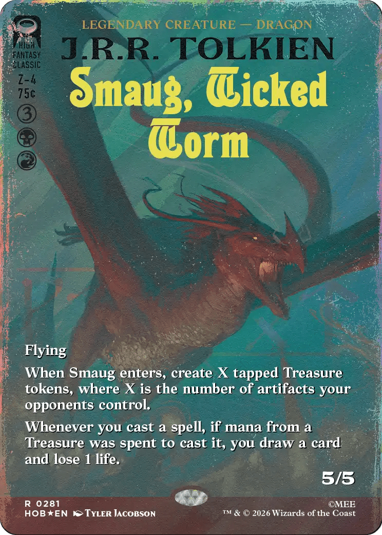 Smaug, Wicked Worm (Borderless) (Surge Foil) [The Hobbit] MTG Single Magic: The Gathering  | Multizone: Comics And Games