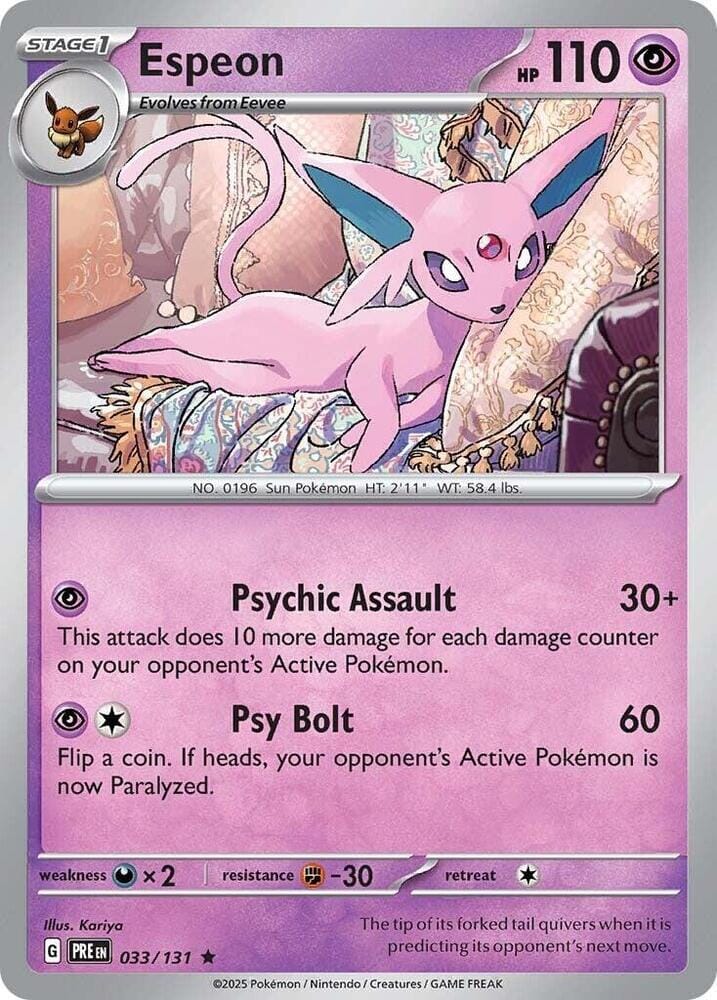 Espeon (033/131) [Scarlet & Violet: Prismatic Evolutions] Pokemon Single Pokémon  | Multizone: Comics And Games