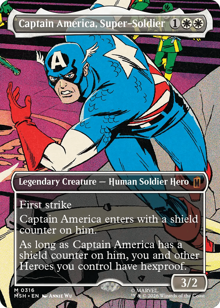 Captain America, Super-Soldier (Borderless) (0316) [Marvel Super Heroes] MTG Single Magic: The Gathering  | Multizone: Comics And Games