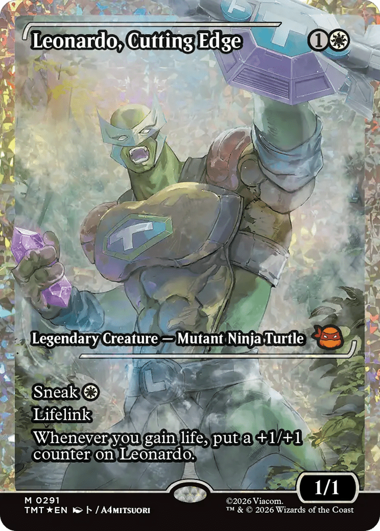 Leonardo, Cutting Edge (Showcase) (Fracture Foil) [Teenage Mutant Ninja Turtles] MTG Single Magic: The Gathering  | Multizone: Comics And Games