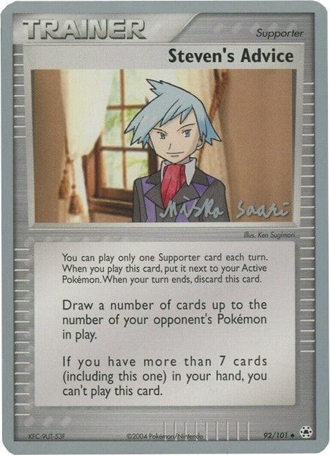 Steven's Advice (92/101) (Suns & Moons - Miska Saari) [World Championships 2006] Pokemon Single Pokémon  | Multizone: Comics And Games