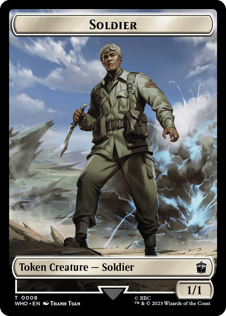 Soldier // Dinosaur Double-Sided Token [Doctor Who Tokens] MTG Single Magic: The Gathering  | Multizone: Comics And Games