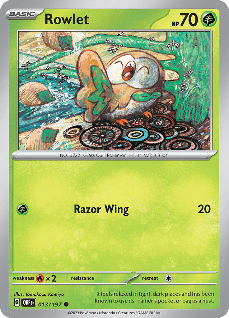 Rowlet (013/197) [Scarlet & Violet: Obsidian Flames] Pokemon Single Pokémon  | Multizone: Comics And Games