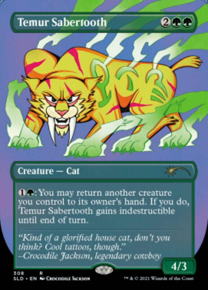Temur Sabertooth (Borderless) (Foil Etched) [Secret Lair Drop Series] MTG Single Magic: The Gathering  | Multizone: Comics And Games