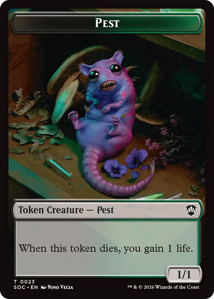 Saproling // Pest (0023) Double-Sided Token [Secrets of Strixhaven Commander Tokens] MTG Single Magic: The Gathering  | Multizone: Comics And Games