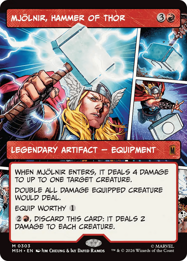 Mjolnir, Hammer of Thor (Borderless) (0303) [Marvel Super Heroes] MTG Single Magic: The Gathering  | Multizone: Comics And Games