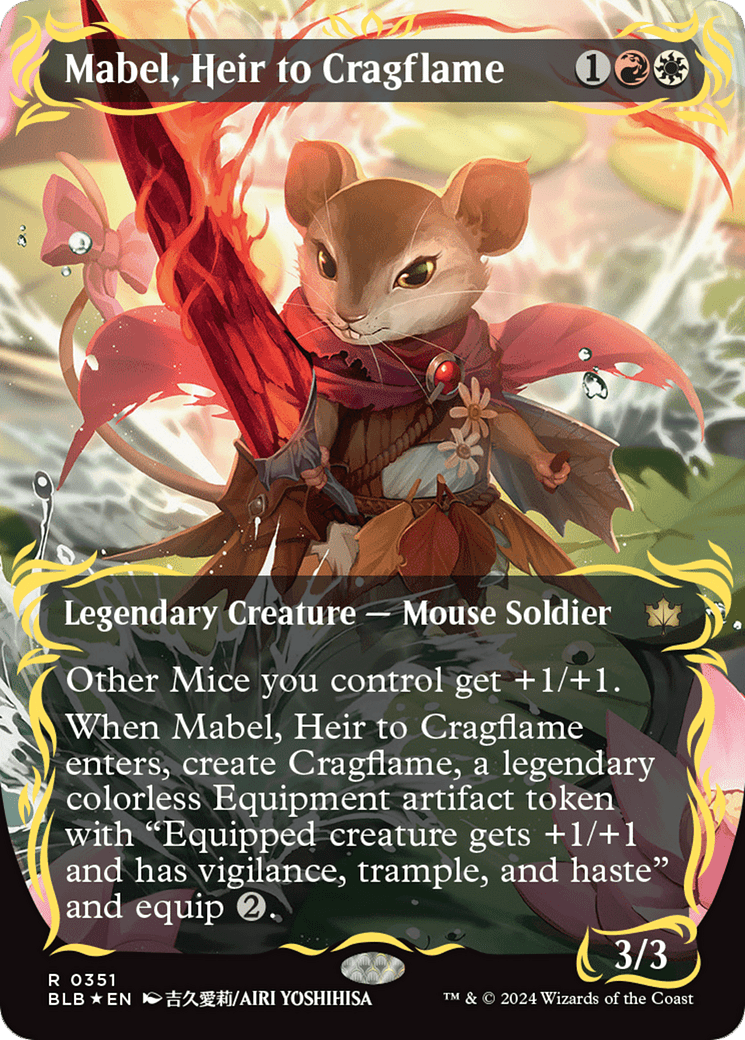Mabel, Heir to Cragflame (Borderless) (Raised Foil) [Bloomburrow] MTG Single Magic: The Gathering  | Multizone: Comics And Games